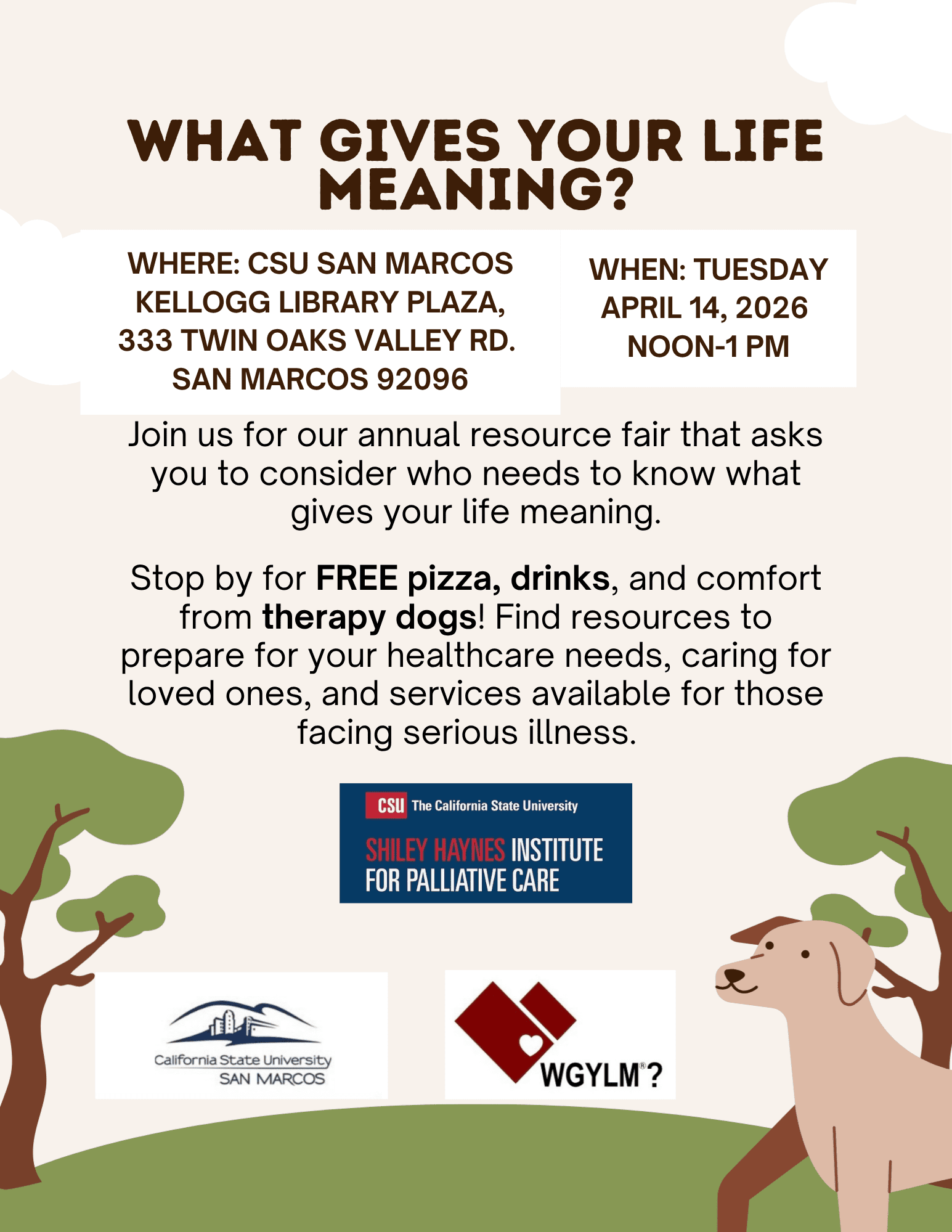 Free event on Tuesday, April 14th at CSUSM Noon-1 PM