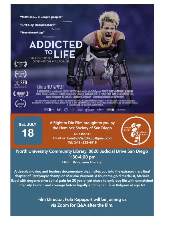 Blue, orange, a teal poster advertising a documentary.