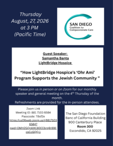SDCCC August 27 3 PM (PT) Hybrid Meeting. Samantha Banta from LightBridge Hospice